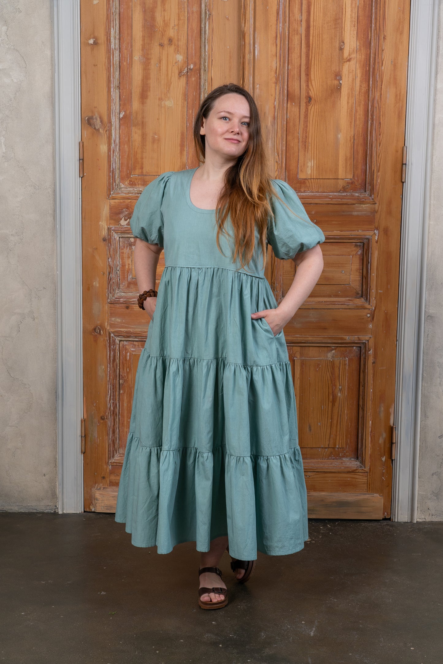 Midi Dress in Cotton Poplin