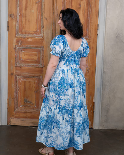 Indigo Blue Cotton Midi Dress