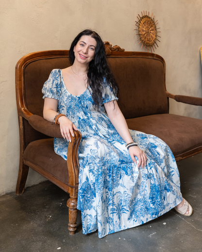 Indigo Blue Cotton Midi Dress