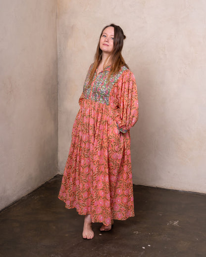 Sunset Bloom Cotton Voile Midi Dress