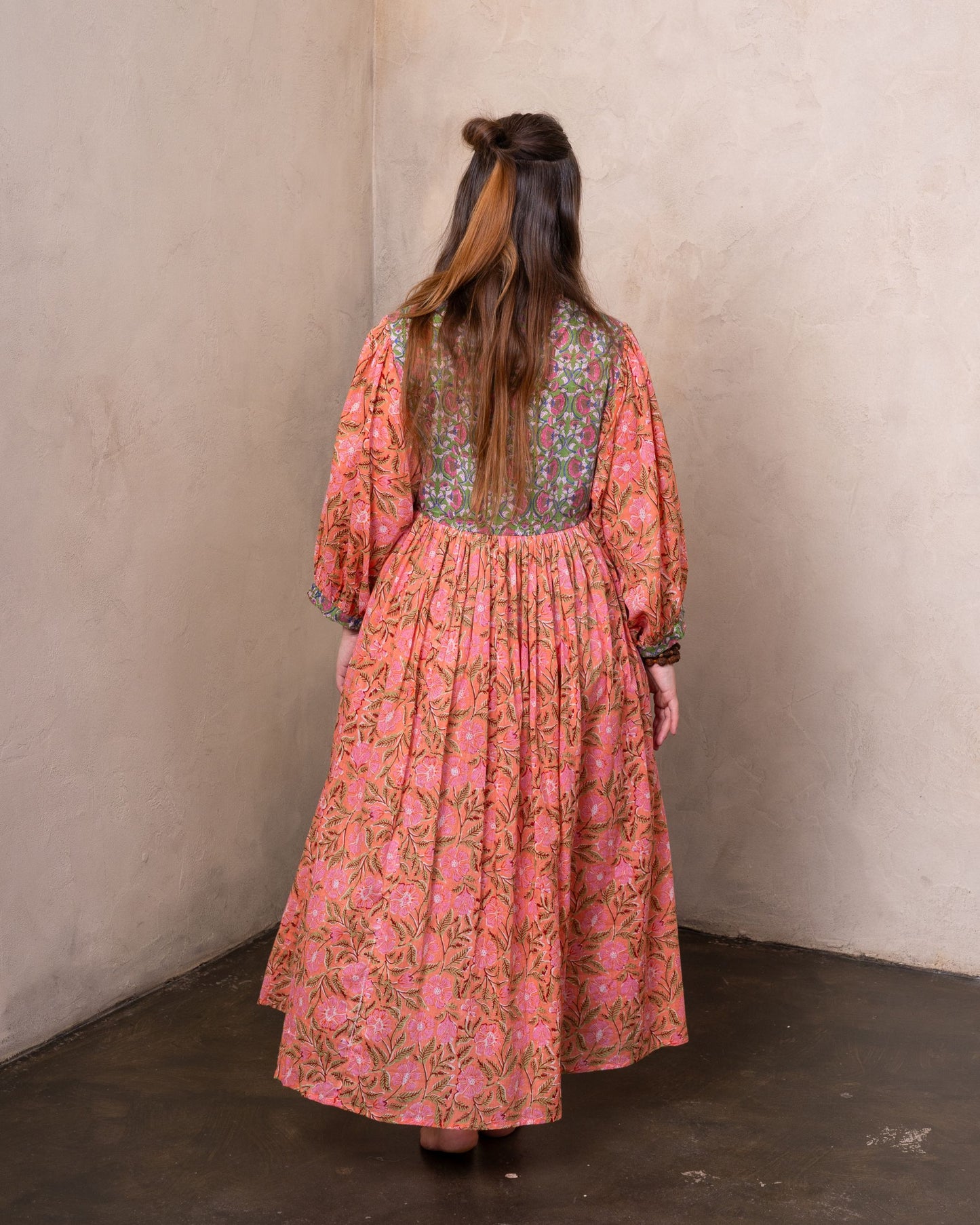 Sunset Bloom Cotton Voile Midi Dress