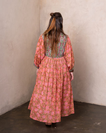 Sunset Bloom Cotton Voile Midi Dress