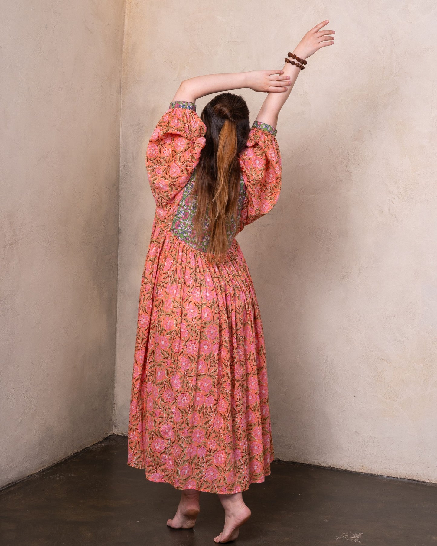 Sunset Bloom Cotton Voile Midi Dress