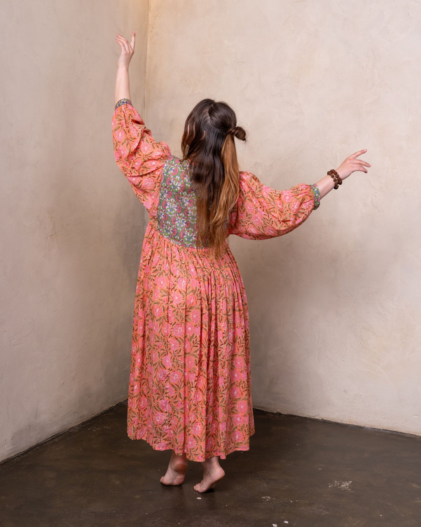 Sunset Bloom Cotton Voile Midi Dress