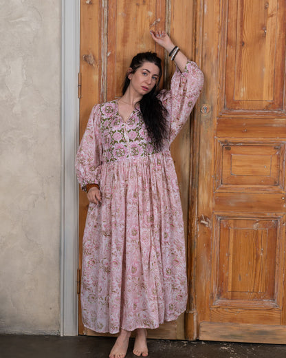 Cottage Garden Cotton Voile Midi Dress