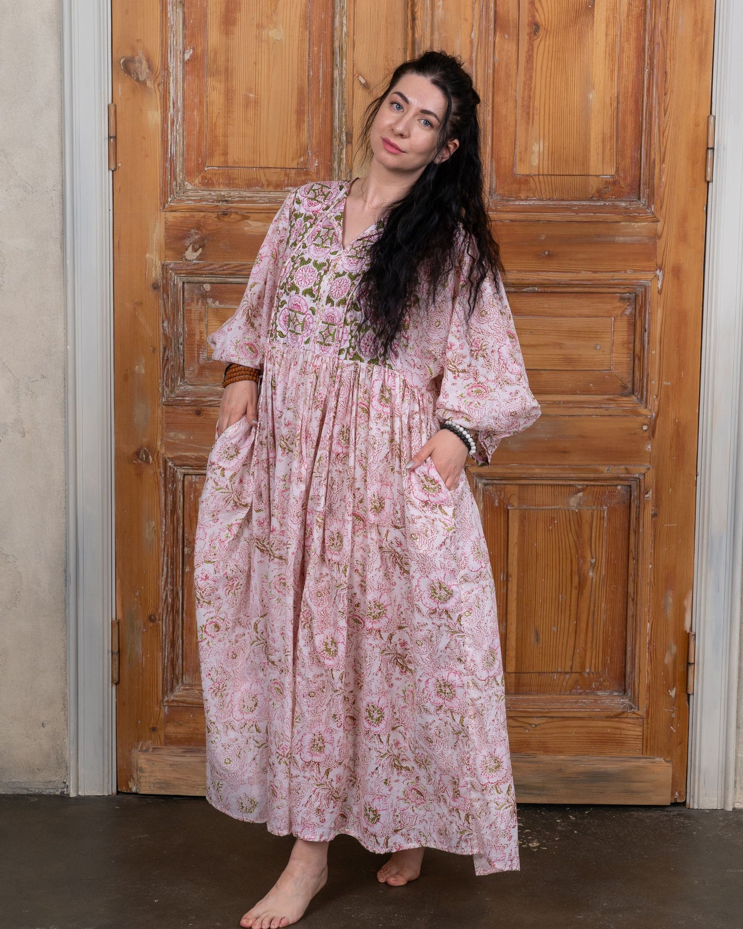 Cottage Garden Cotton Voile Midi Dress