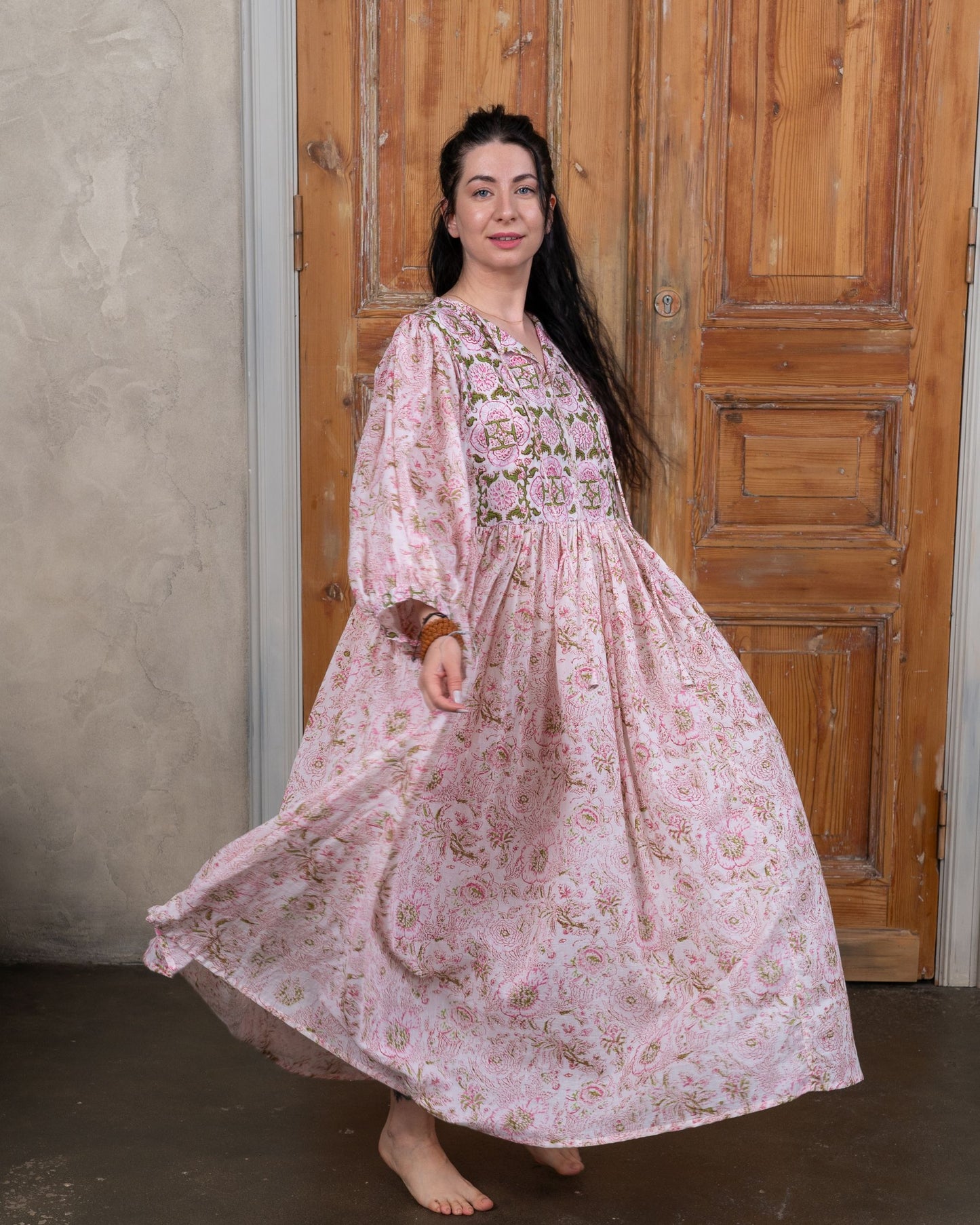 Cottage Garden Cotton Voile Midi Dress
