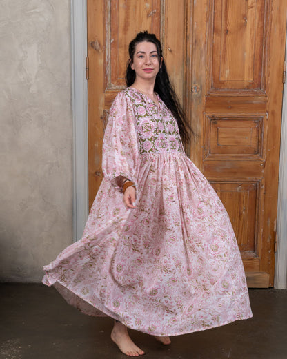 Cottage Garden Cotton Voile Midi Dress
