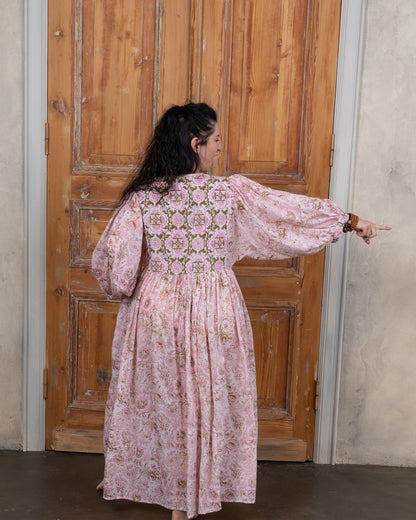 Cottage Garden Cotton Voile Midi Dress