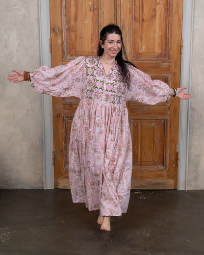Cottage Garden Cotton Voile Midi Dress