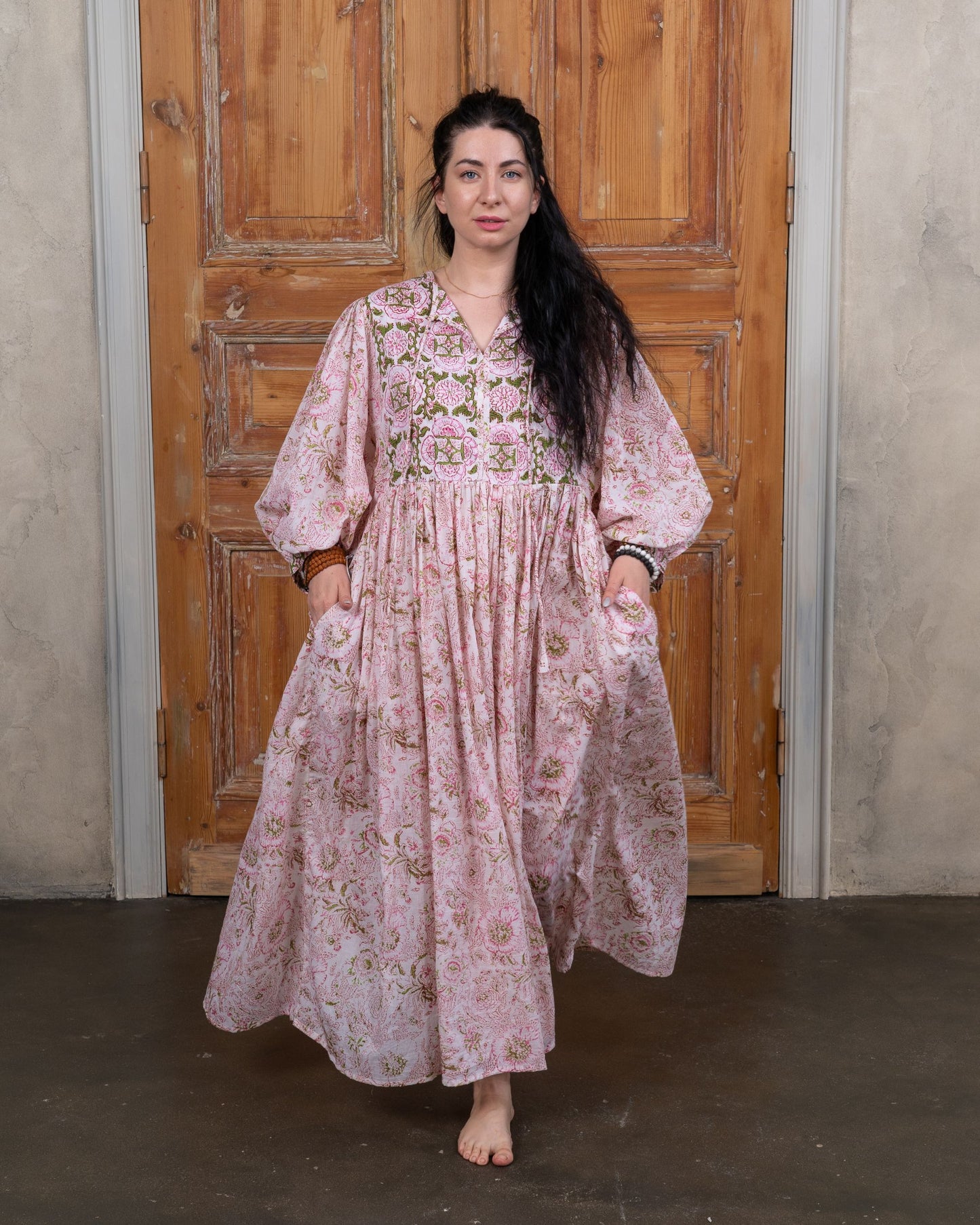 Cottage Garden Cotton Voile Midi Dress