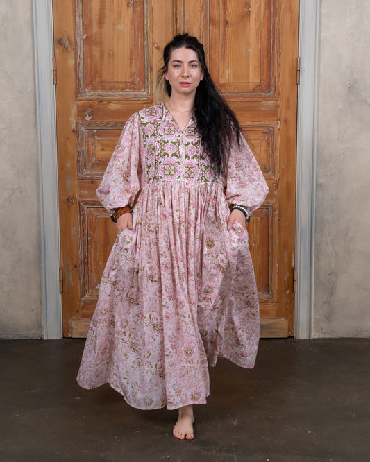 Cottage Garden Cotton Voile Midi Dress